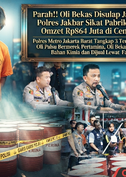Parah!!Oli Bekas Disulap Jadi “Baru”! Polres Jakbar Sikat Pabrik Oli Palsu Omzet Rp864 Juta di Cengkareng