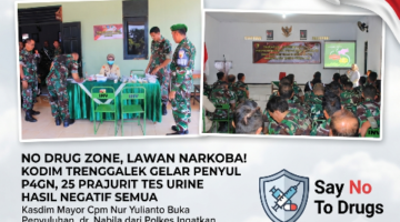 No Drug Zone, Lawan Nark0ba! Kodim Trenggalek Gelar Penyuluhan P4GN, 25 Prajurit Tes Urine Hasil Negatif Semua