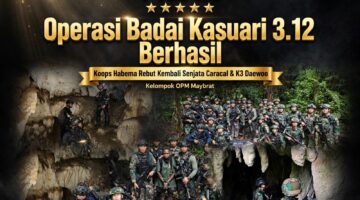 Operasi Badai Kasuari 3.12 Berhasil Rebut Senjata Caracal dan K3 Daewoo dari Kelompok Manfred Fatem