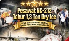 Pesawat NC-212 A-2107 Tabur 1,3 Ton Dry Ice Lawan Karhutla