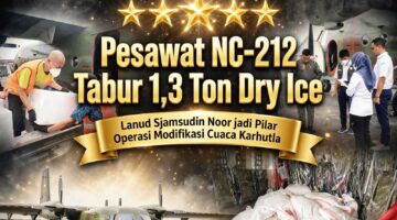 Pesawat NC-212 A-2107 Tabur 1,3 Ton Dry Ice Lawan Karhutla