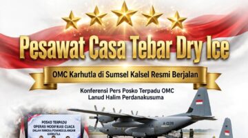 Pesawat Casa Tebar Dry Ice, OMC Karhutla Sumsel Kalsel Resmi Berjalan